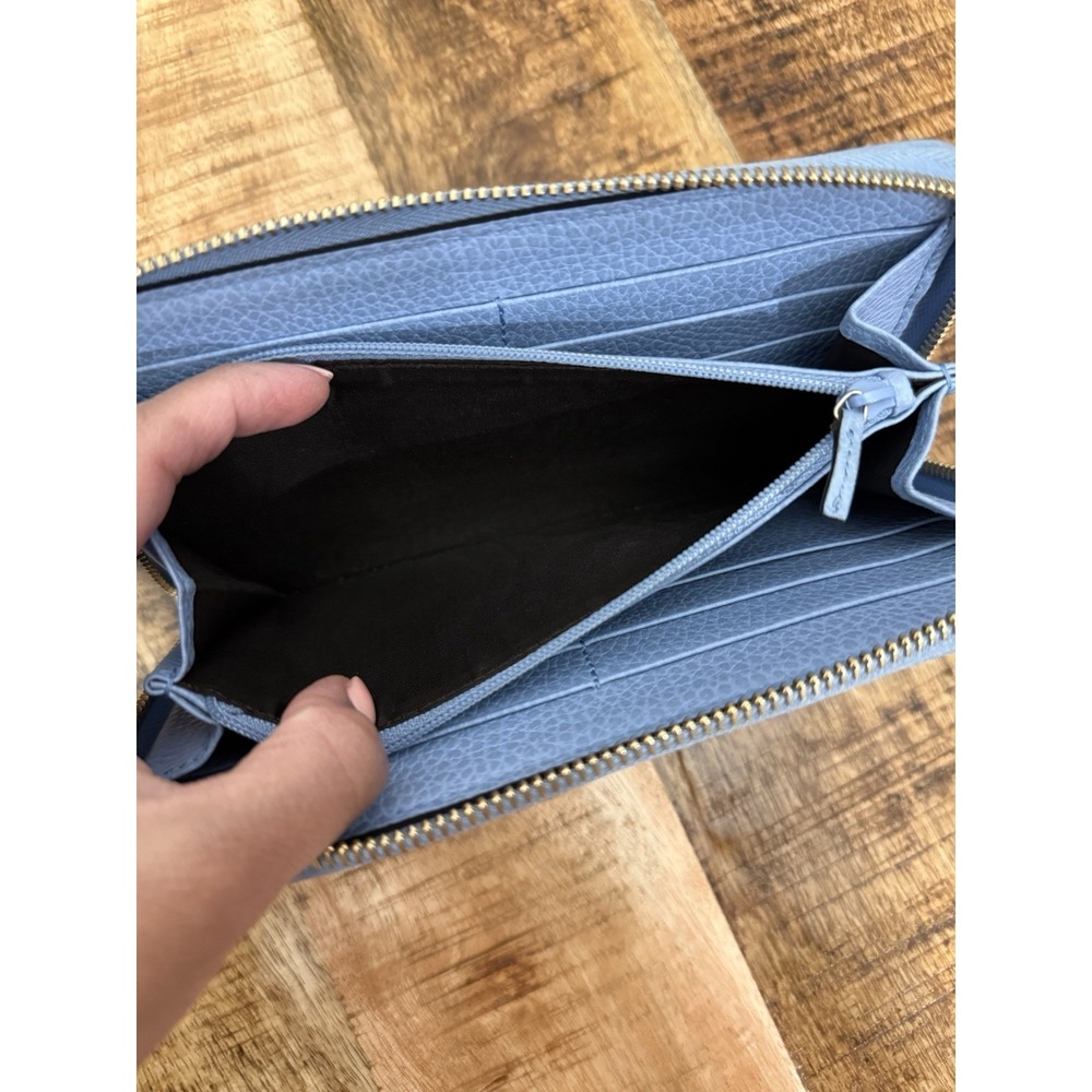 Gucci GG Canvas Round Zipper Wallet Beige Blue - Picture 8 of 9